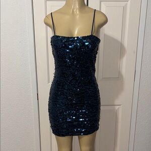 NWT BCBGMaxAzria Katrina Elegant Navy Sequin Dress Size 10